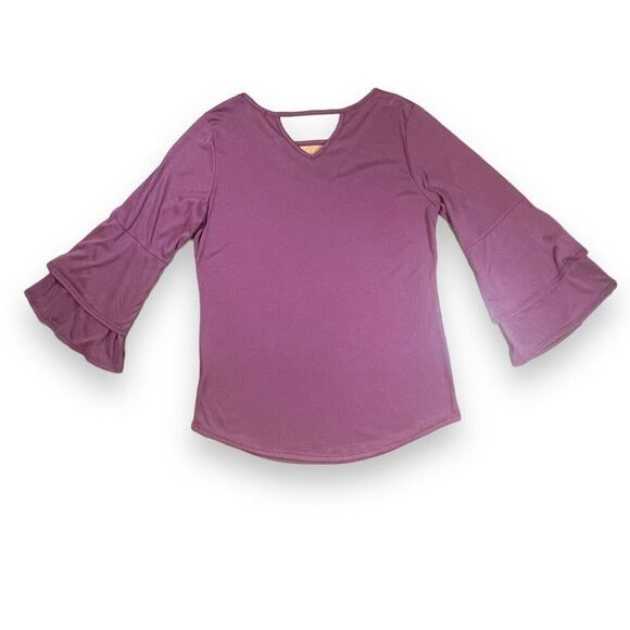Gyft Dusty Rose Bell- Sleeved Top Sz L - Picture 6 of 11